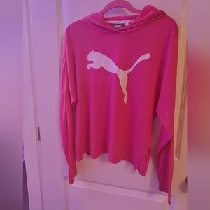 Puma Vibrant Pink Think Hooded Pullover Size: M
